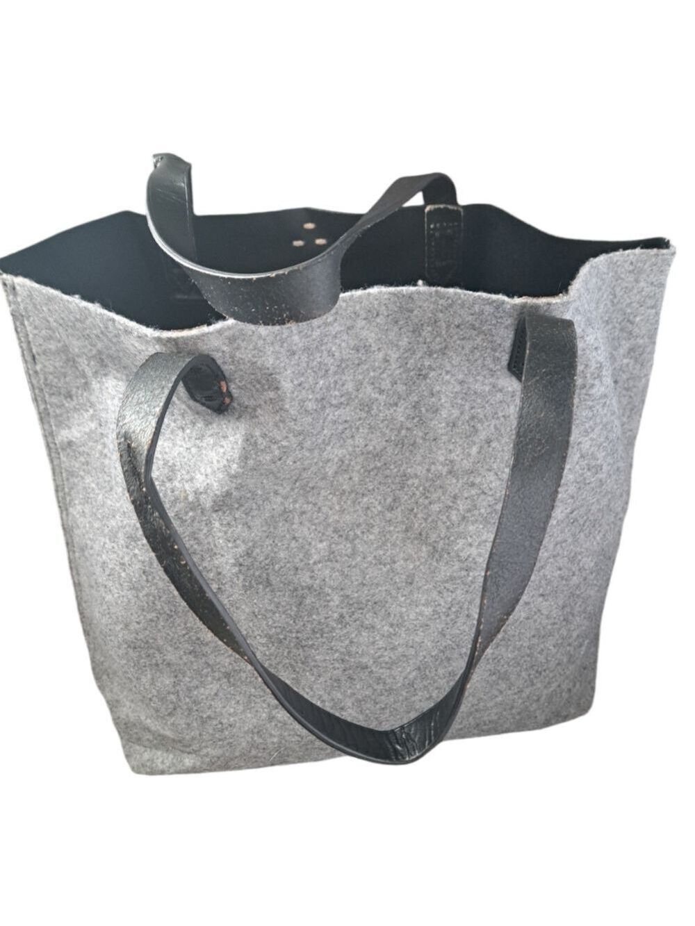 KELSI DAGGER leather felt large open tote grey black coastal shoulder bag used - Picture 5 of 16